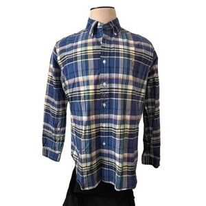 POLO RALPH LAUREN Blue Plaid Button Down Oxford Polo Pony NWT Size‎ XL